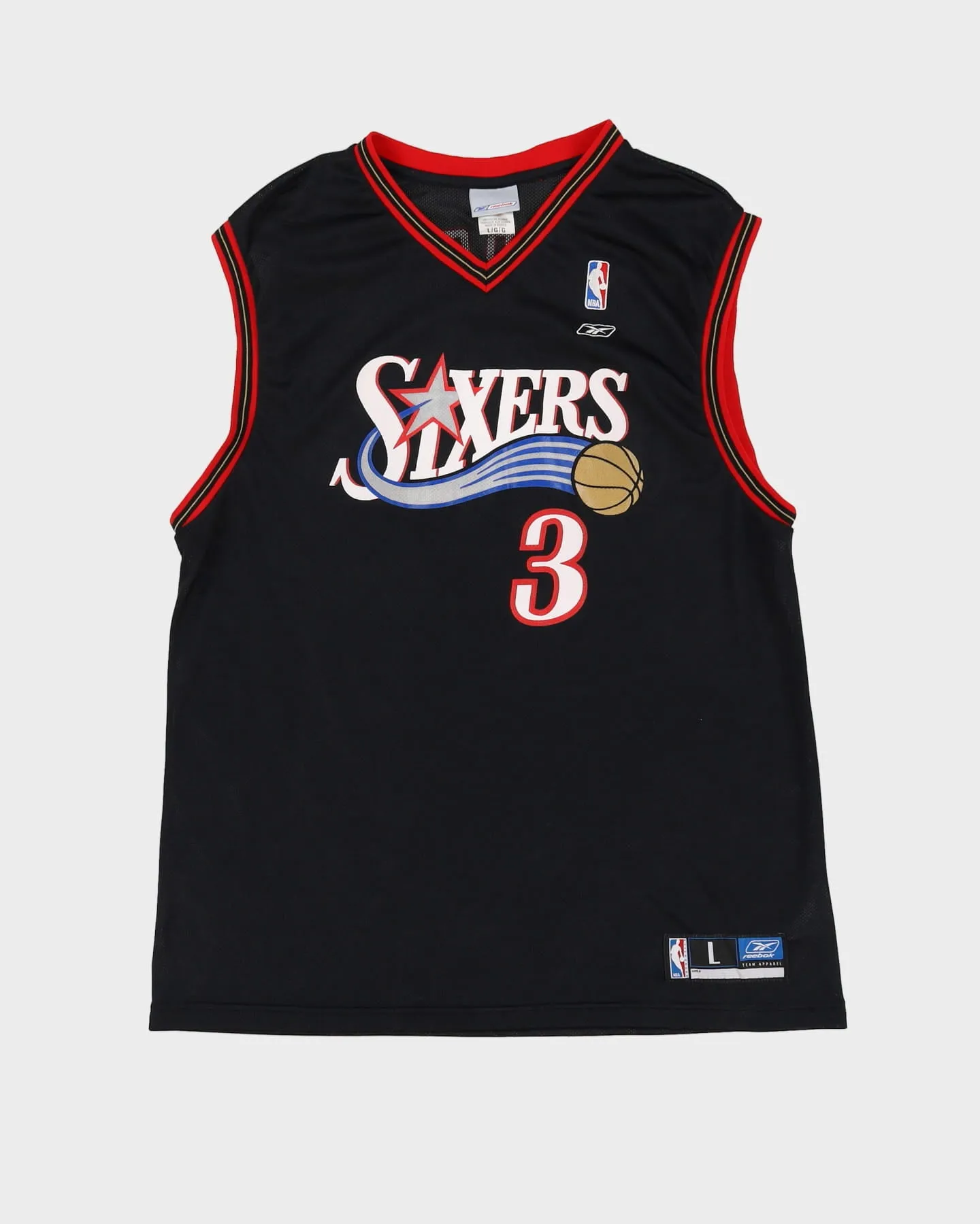 00s Allen Iverson #3 Philadelphia 76ers NBA Black Basketball Jersey - L