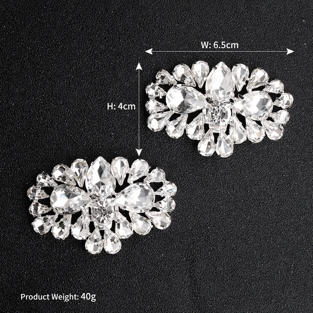 1 Pair Oval Rhinestone Detachable Wedding Shoes Buckle