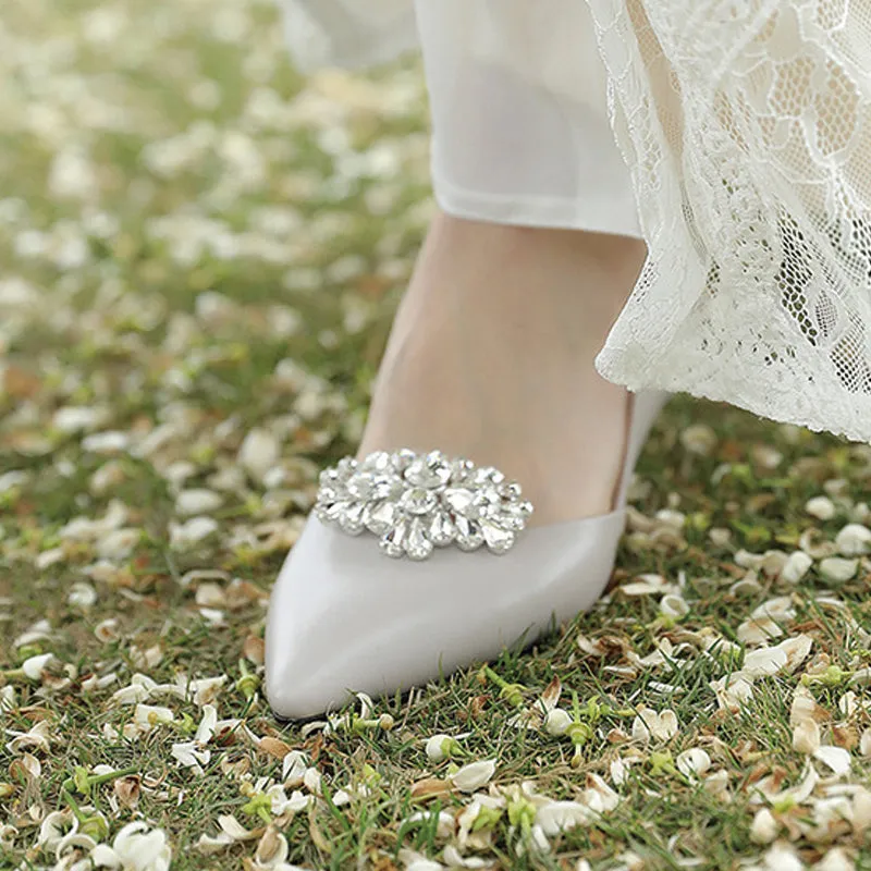 1 Pair Oval Rhinestone Detachable Wedding Shoes Buckle