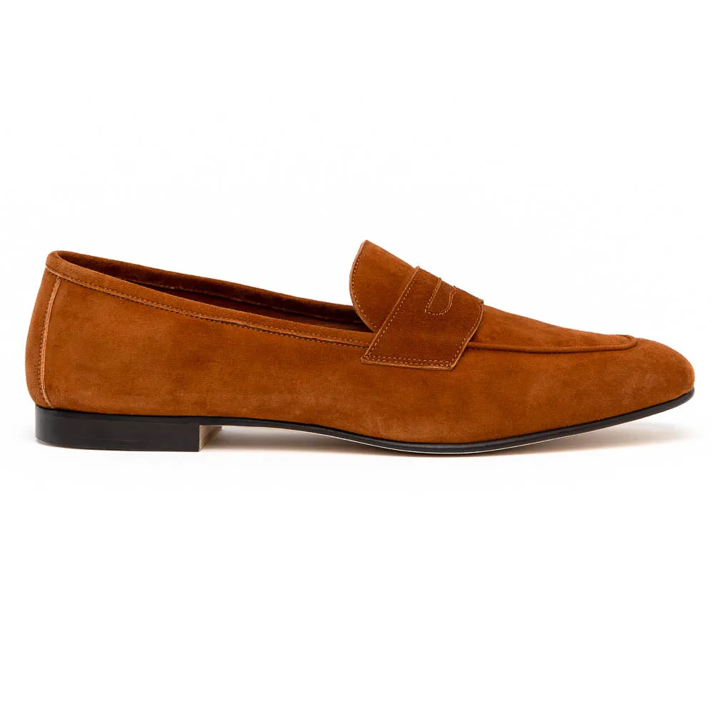 16-100-CGN TASCA Italian Sueded Kid Loafer Cognac