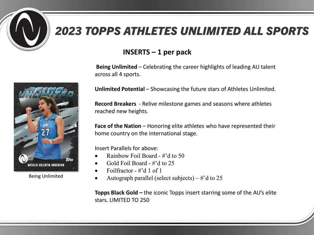 2023 Topps Athletes Unlimited All Sports Hobby Box 24 Packs per Box, 14 Cards per Pack