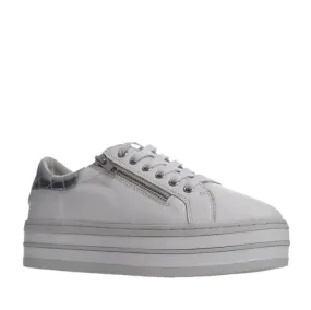 Alfie & Evie Oneill White Leather Casual Shoe Platform With Zip