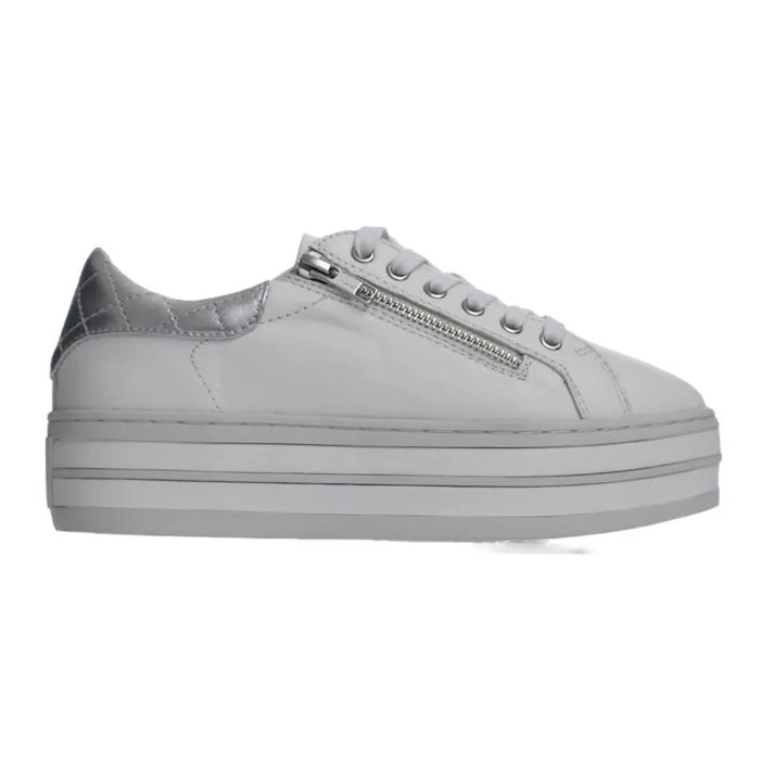 Alfie & Evie Oneill White Leather Casual Shoe Platform With Zip