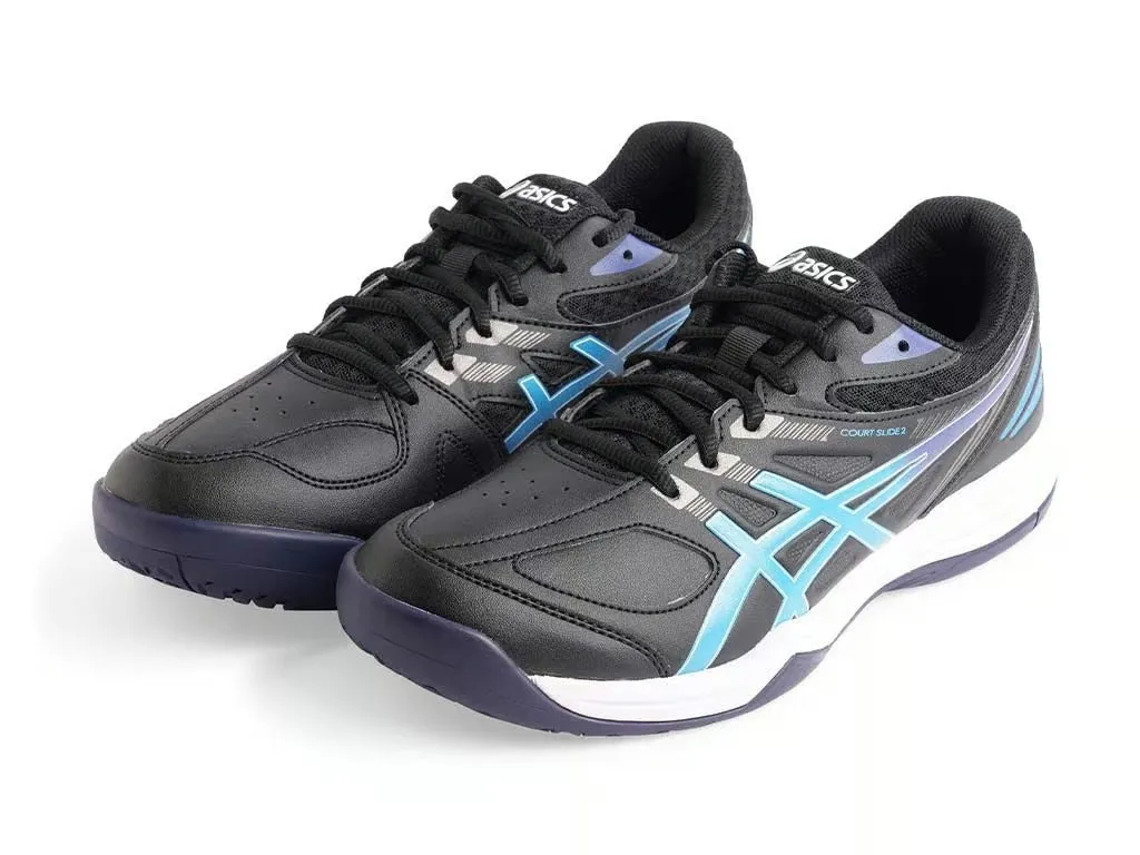 Asics Court Slide 2 Tennis Shoe - Black/Electric Blue