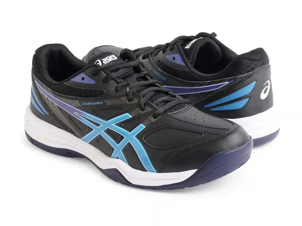 Asics Court Slide 2 Tennis Shoe - Black/Electric Blue