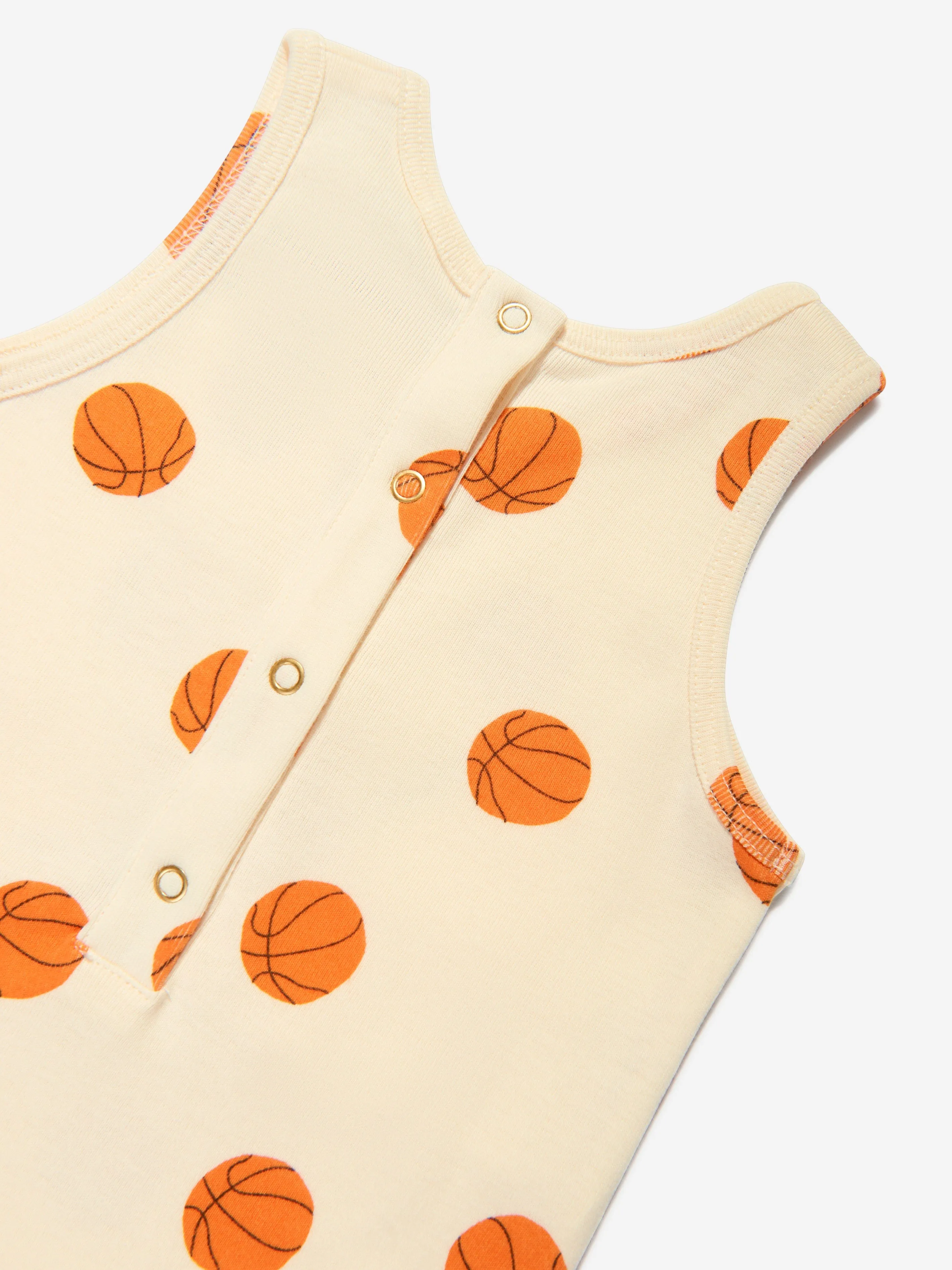 Baby Basketball Romper in Ivory