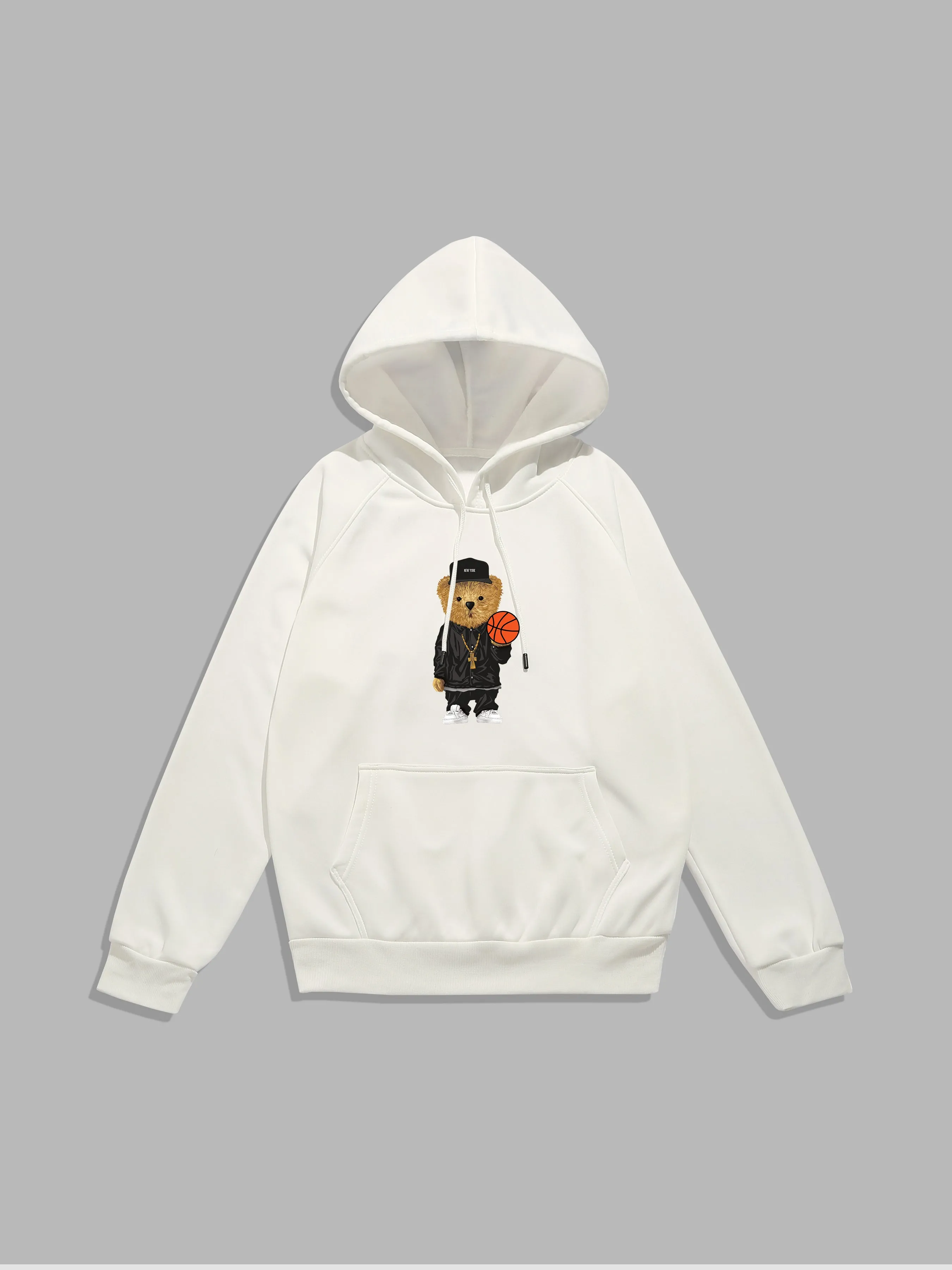 Basketball Bear Print Hoodie