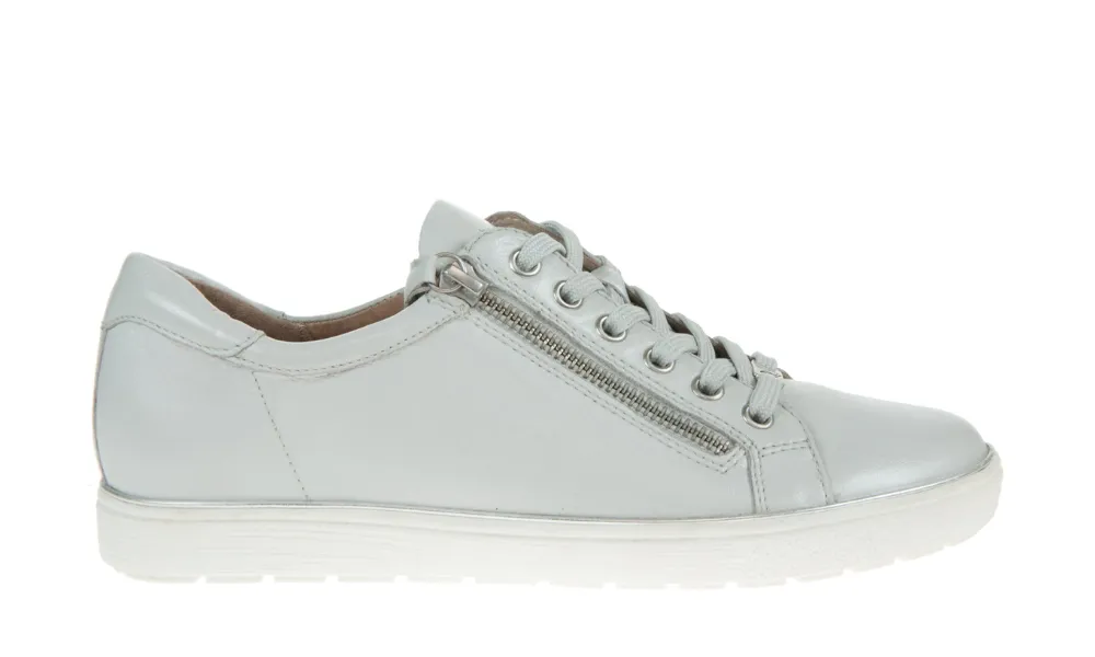 Caprice - Manou Zip-Up Leather Trainer Light Grey