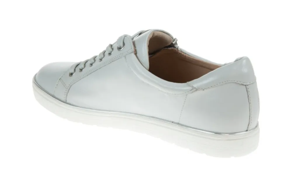 Caprice - Manou Zip-Up Leather Trainer Light Grey