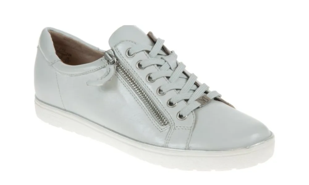 Caprice - Manou Zip-Up Leather Trainer Light Grey