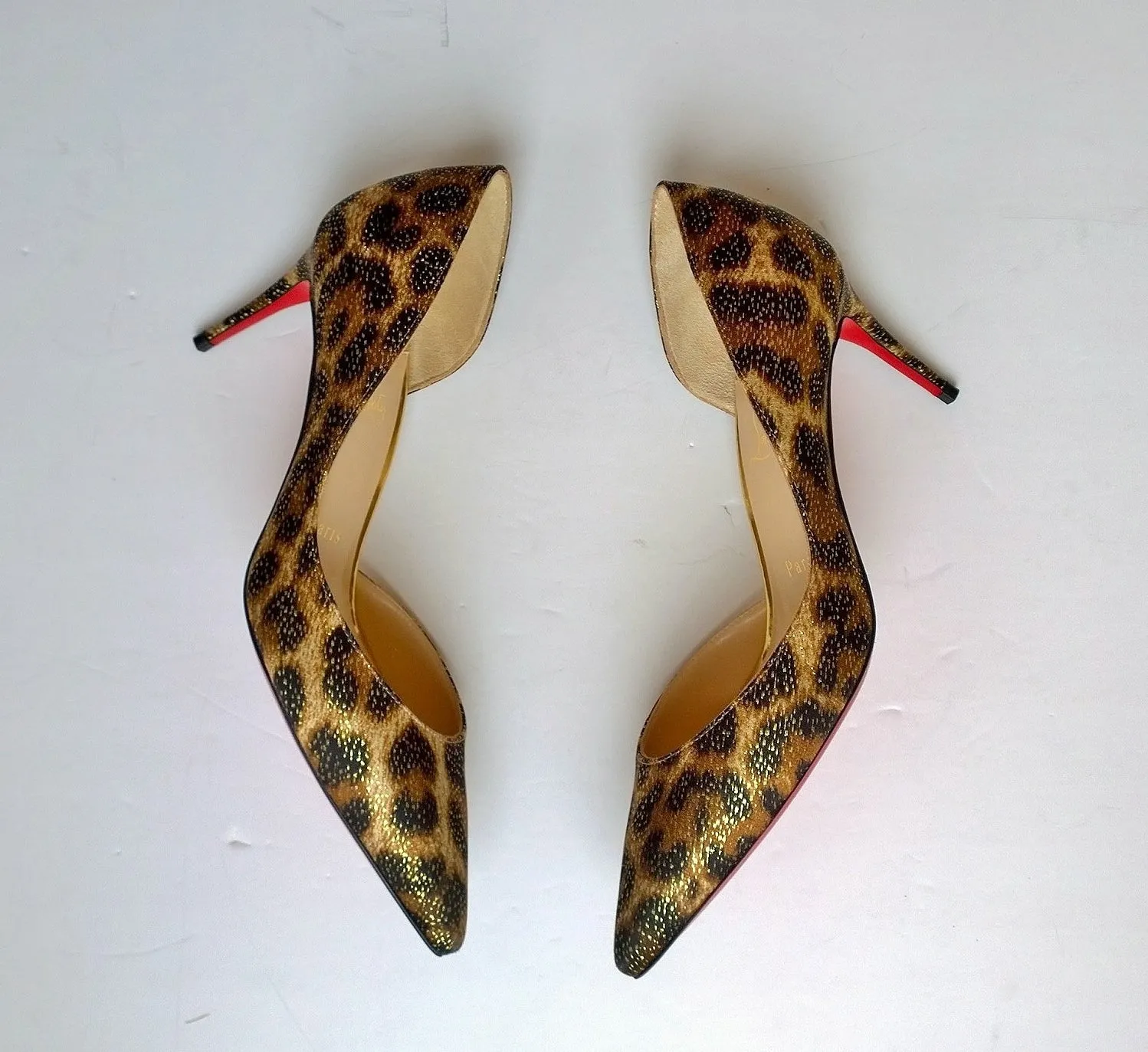 Christian Louboutin Iriza 70 Lurex Panthere Leopard Heels in Glitter Satin