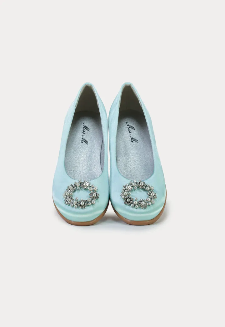 Crystals Circle Flat Slip On Shoes