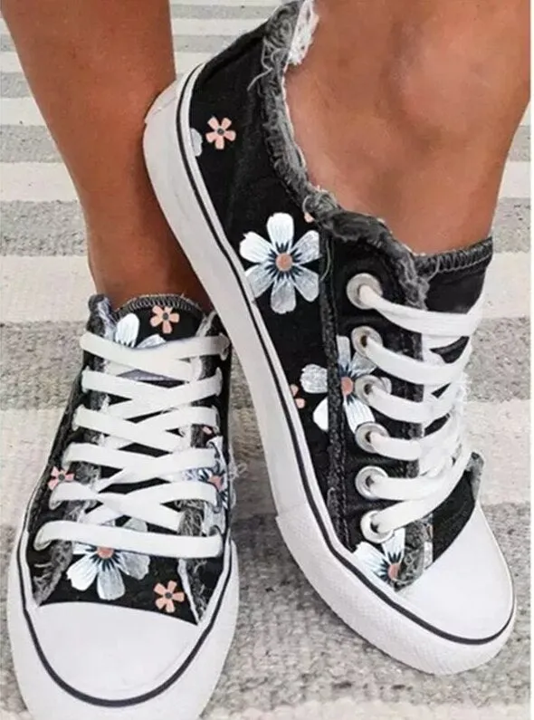 Daisy Denim Basketball Tennis Shoes 9 Different Styles And Colors Denim Lace Up Sneakers With Frayed Jean Edge Green Blue Black Dark Faded With Or Without Daisies