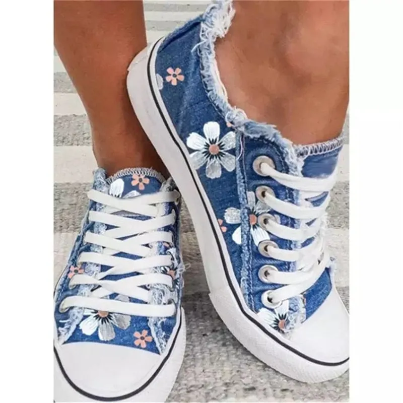 Daisy Denim Basketball Tennis Shoes 9 Different Styles And Colors Denim Lace Up Sneakers With Frayed Jean Edge Green Blue Black Dark Faded With Or Without Daisies