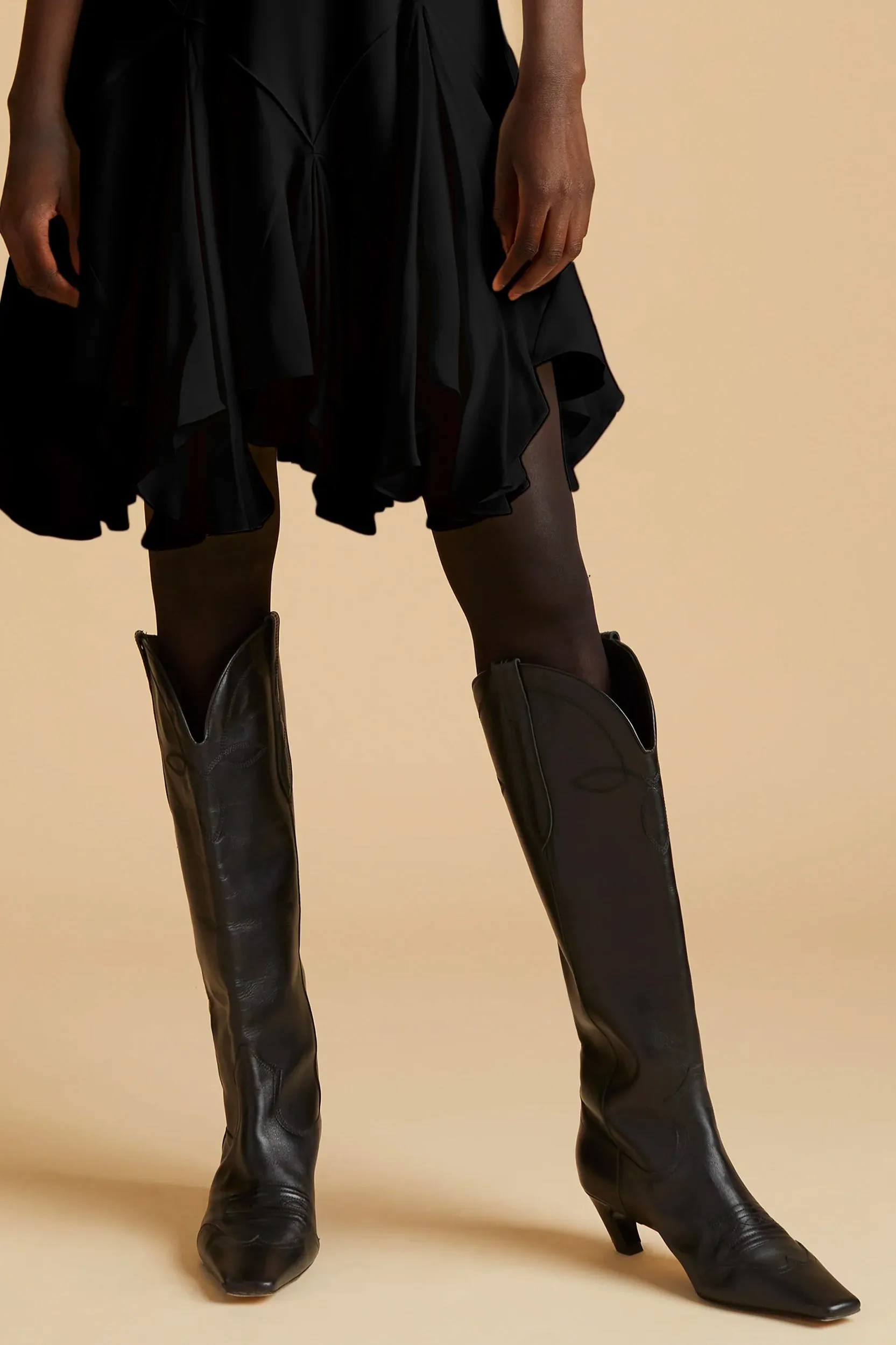 Dallas Knee High Boot in Black Leather