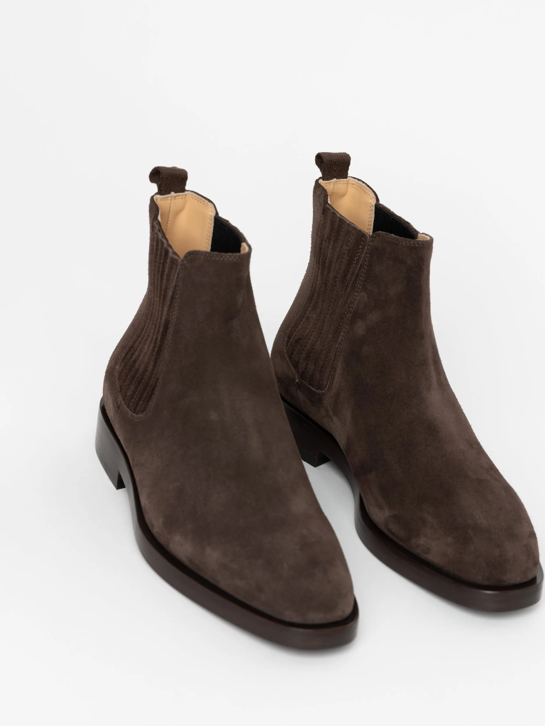 Dark Brown Suede Chelsea Boots