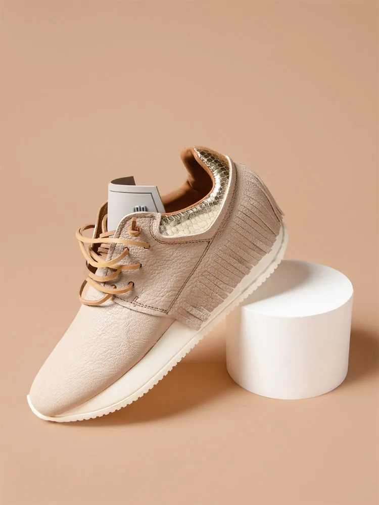 Esseutesse Leather Fringe Sneaker - Sand