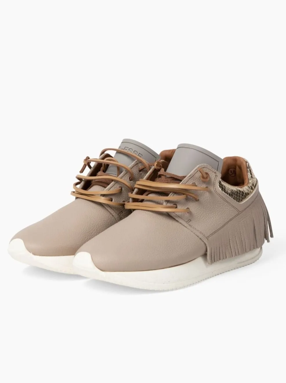 Esseutesse Leather Fringe Sneaker - Sand