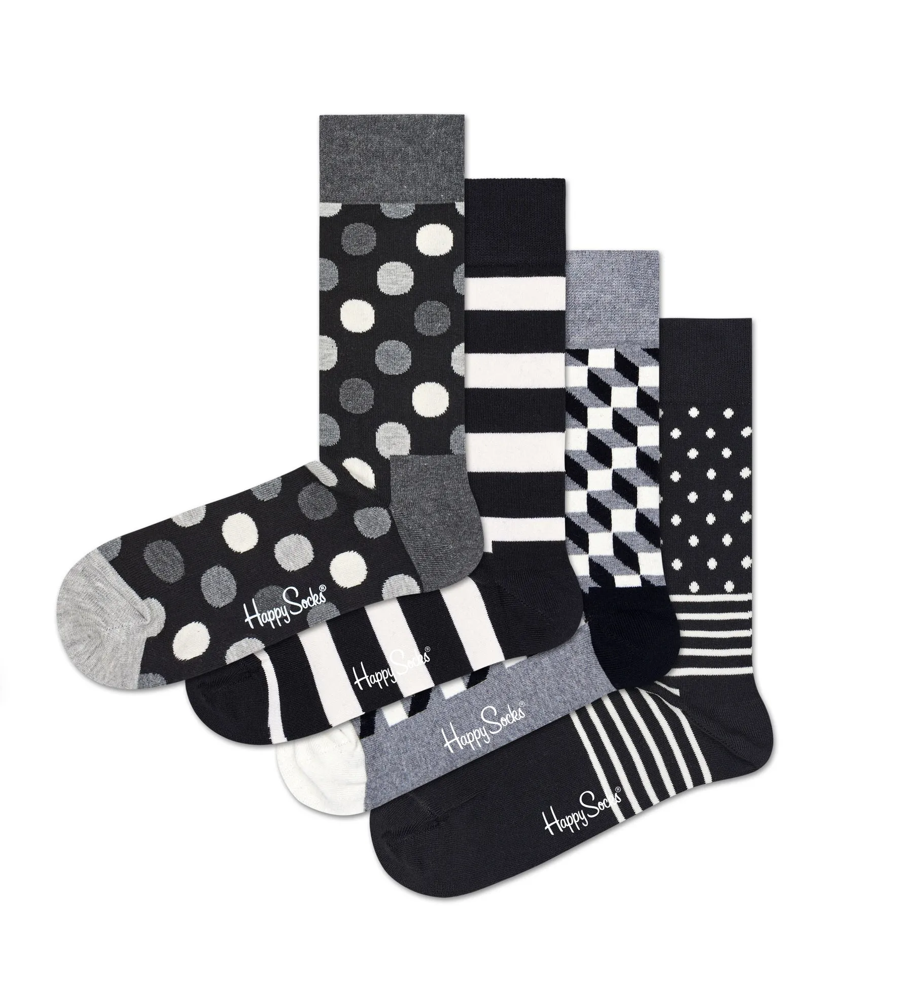 Happy Socks 'Classic Black & White' Crew Sock Gift Set (4-Pairs)