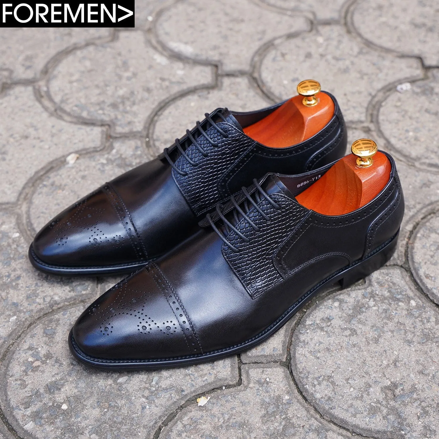 JOHN RICH | Black Brogue Derbies