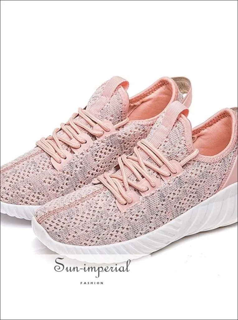 Kancoold Women's Woven Fashion Mesh Breathable Casual Shoes Ladies Lace-up Sneakers Running Shoes