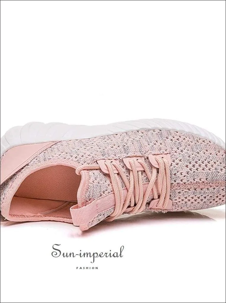 Kancoold Women's Woven Fashion Mesh Breathable Casual Shoes Ladies Lace-up Sneakers Running Shoes