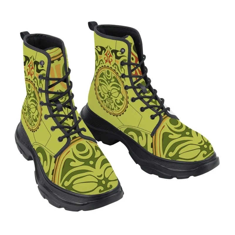 KM Chunky Boots - Polynesian graphic style