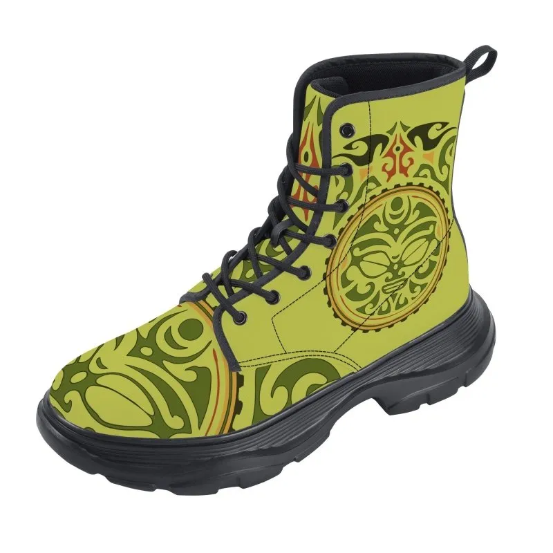 KM Chunky Boots - Polynesian graphic style