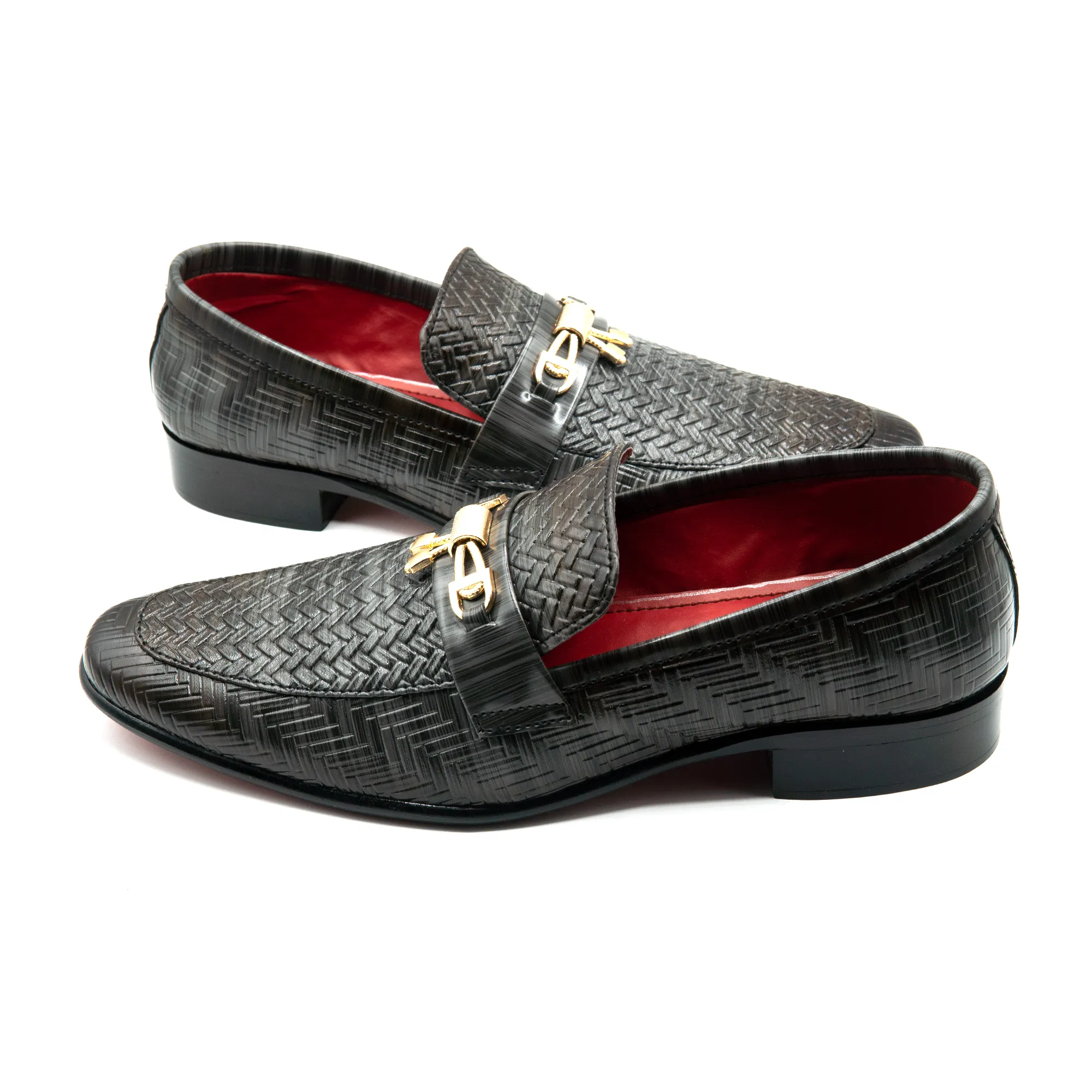 Men Grey Imported PU Leather Shoes