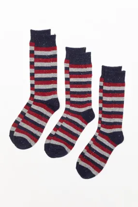 Men's Boot Socks - 3 Pack Striped