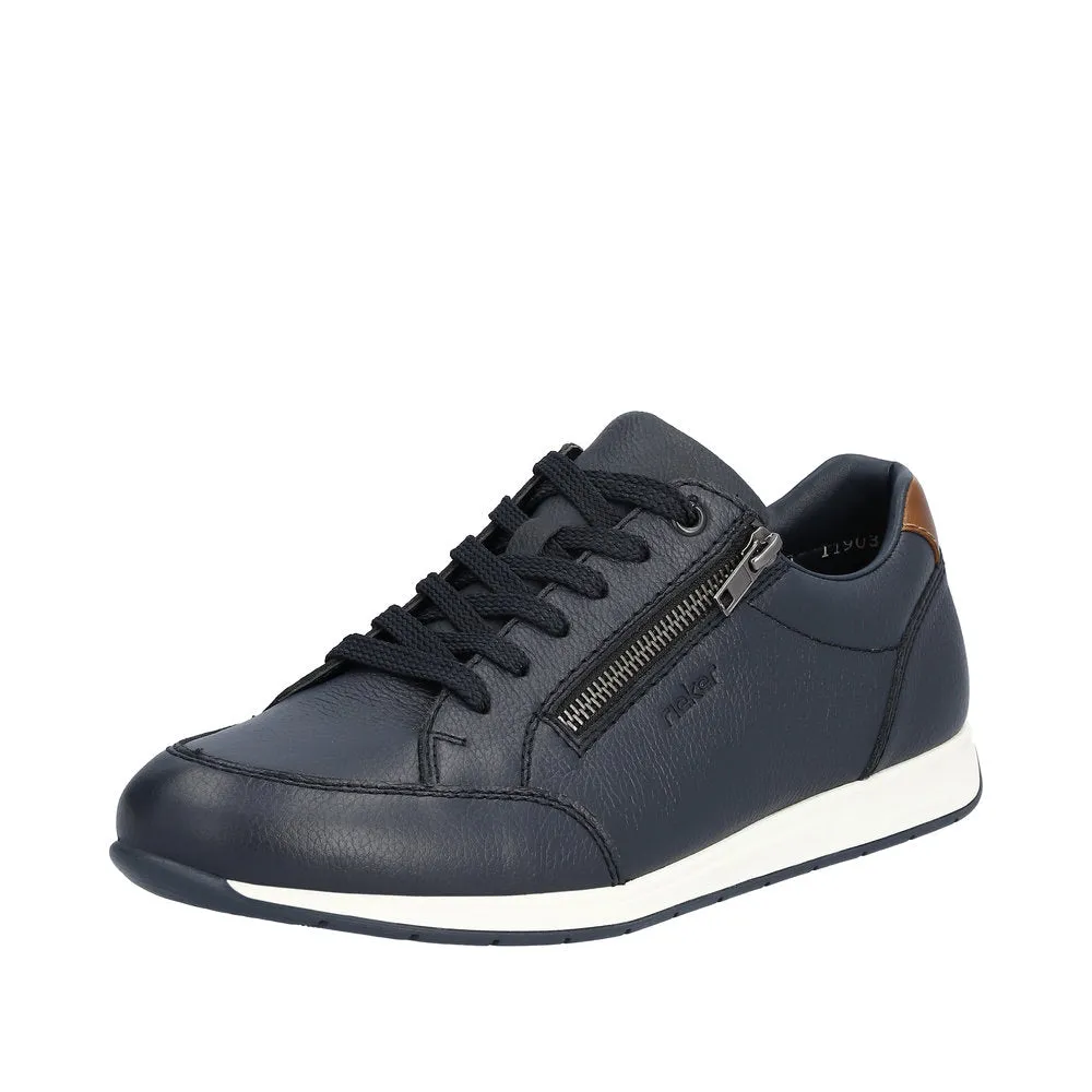 Mens Rieker Smart Navy Trainers Shoes Comfort Leather Light 11903-14 sale