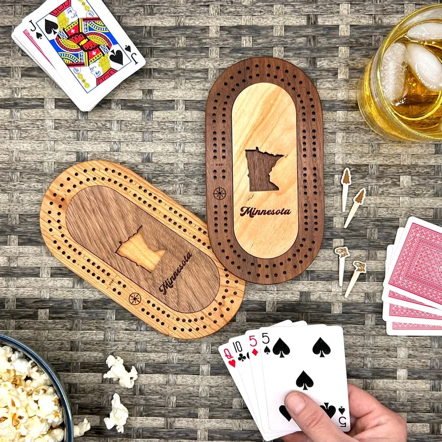 Minnesota Mini Travel Cribbage Board