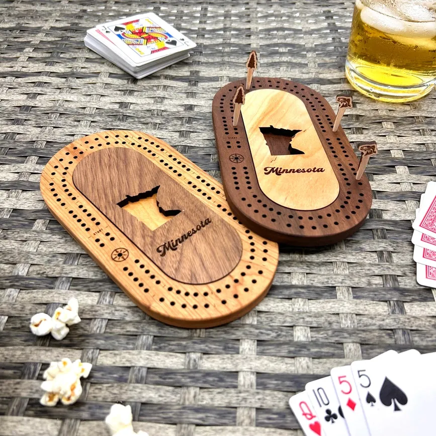 Minnesota Mini Travel Cribbage Board