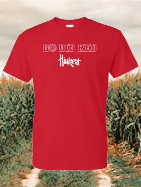 Nebraska Volleyball Tee "Go Dig Red" Sold Out! Back in September 15th, 2024!