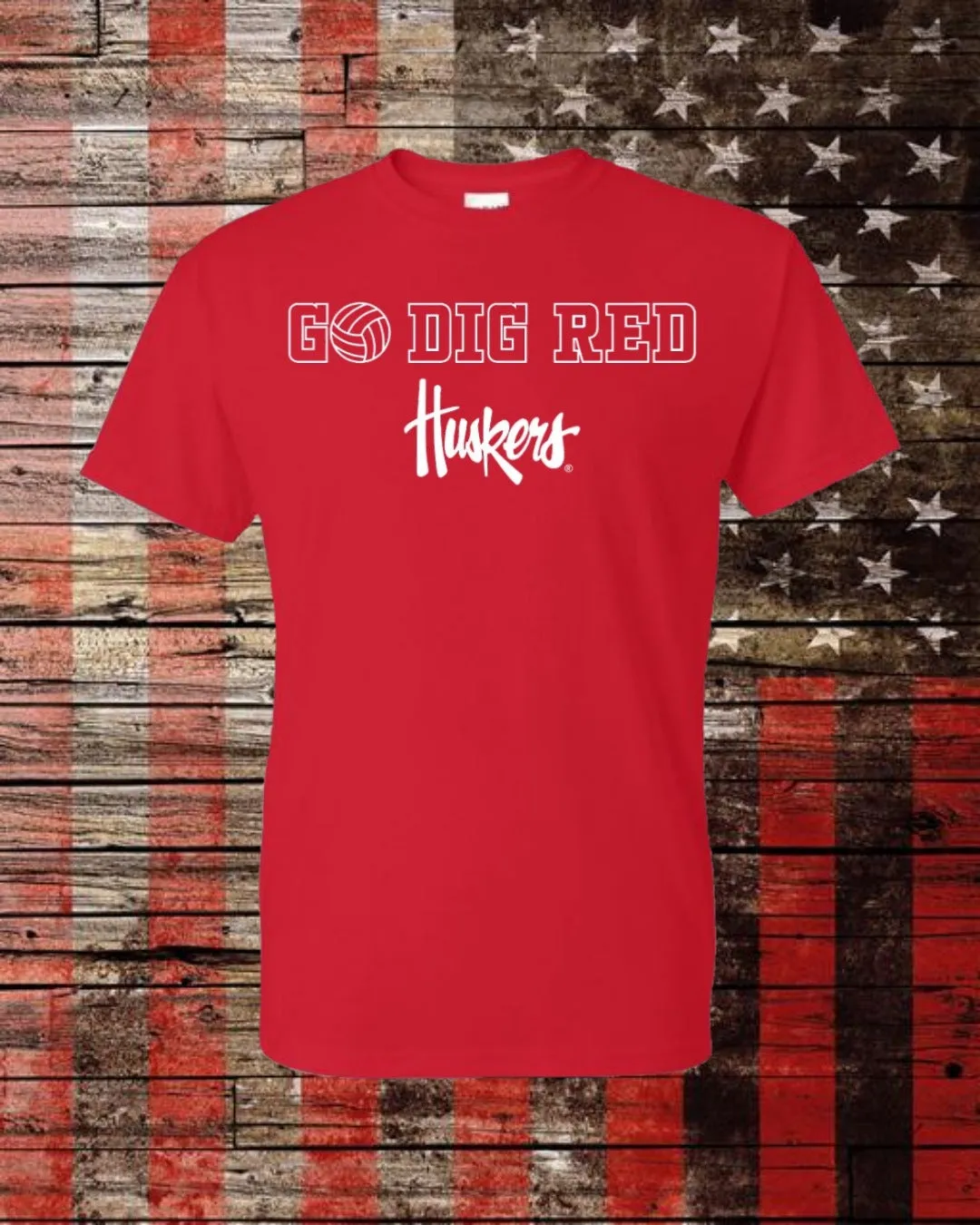 Nebraska Volleyball Tee "Go Dig Red" Sold Out! Back in September 15th, 2024!