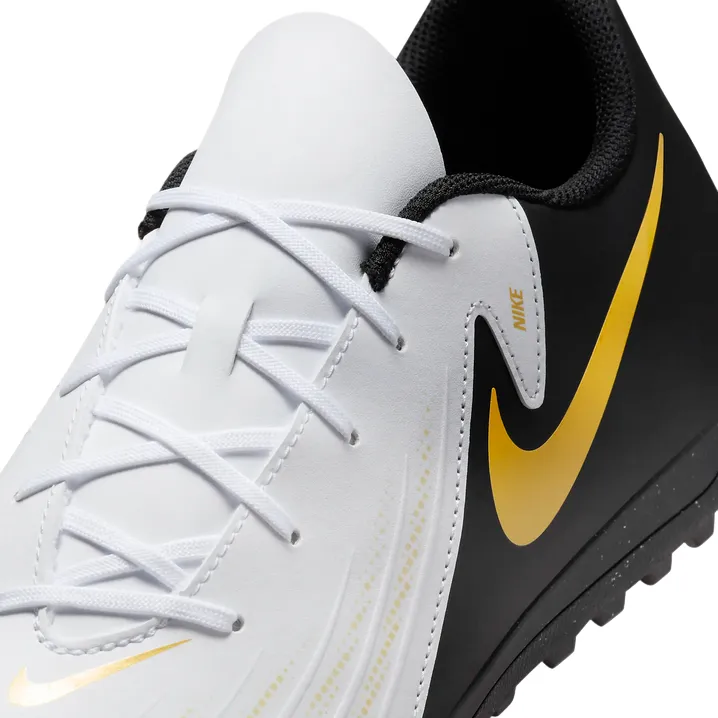 Nike men's soccer shoe Phantom GX 2 Club TF FJ2587-100 white-black-gold