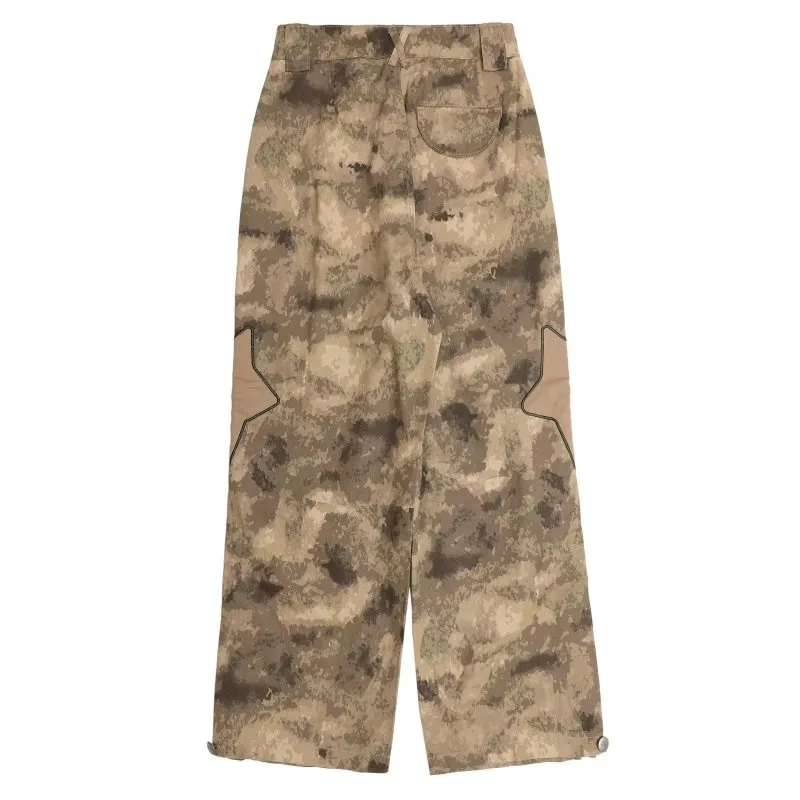 Retro star patch camouflage pants for men