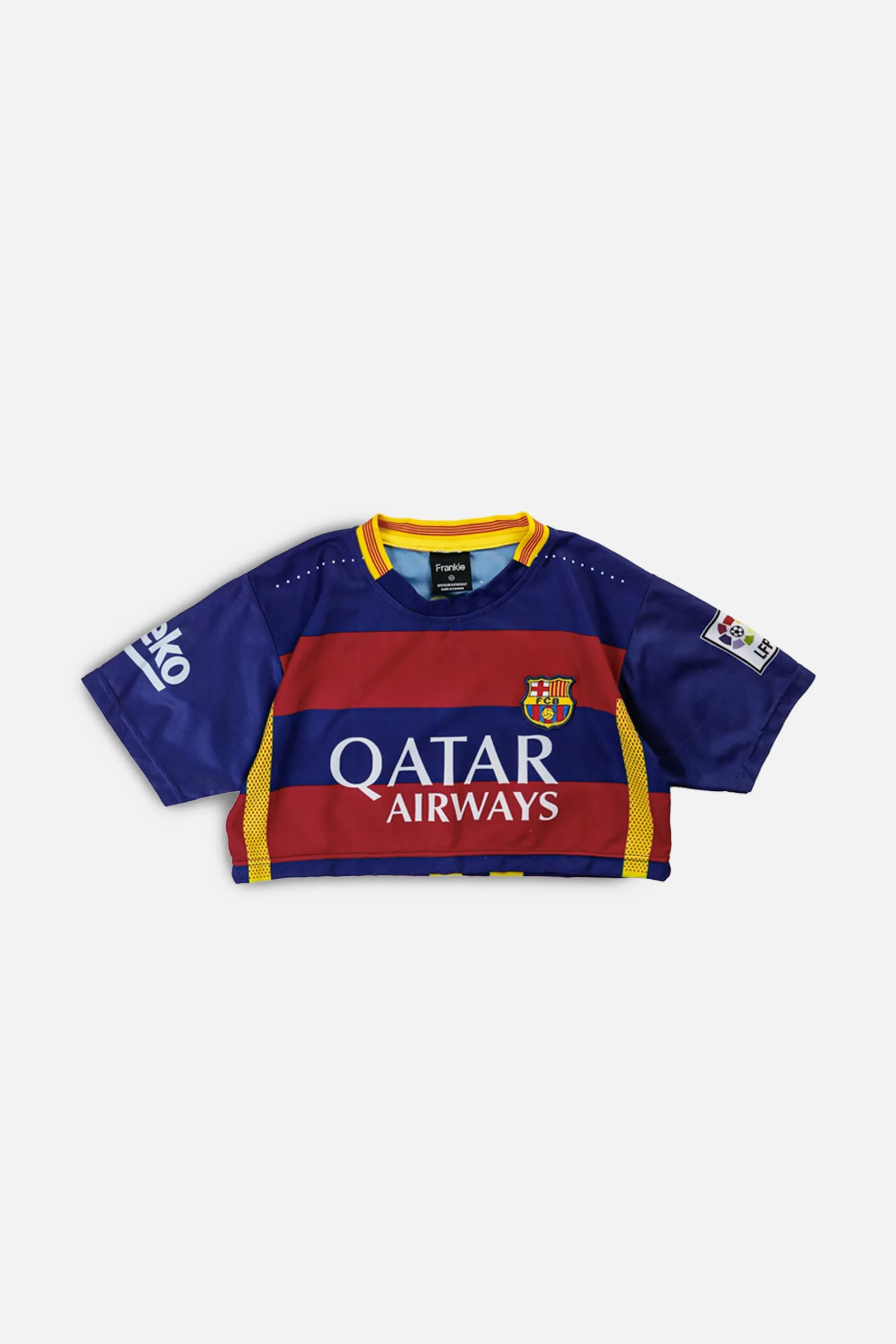 Rework Micro Crop Barcelona Soccer Jersey - XS