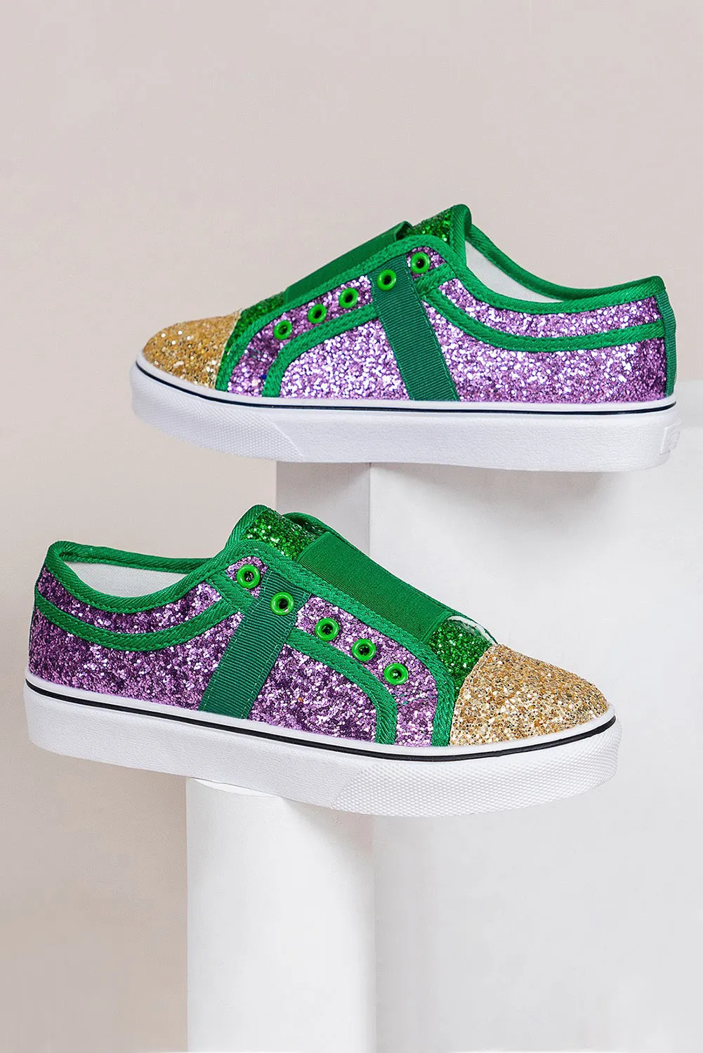 Sequin Glitter Sneakers Color Block St Patricks Flat Shoes