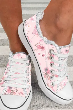 Spring Sakura Floral Print Canvas Shoes Low Cut Sneakers for Women